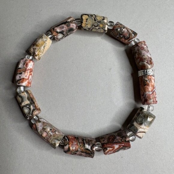 bracelet showcasing striking rectangular gemstone beads - Picture 1 of 2